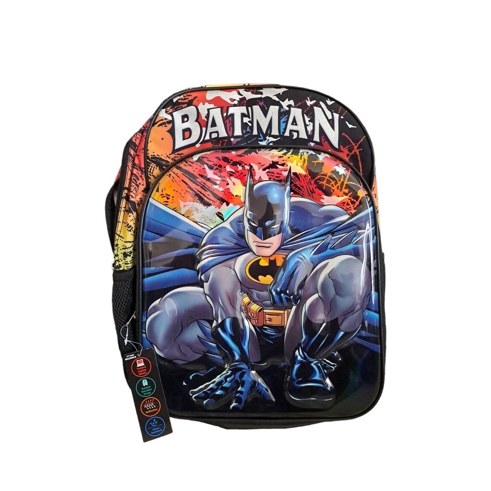 Warner Bros. DC Batman Brute Force Boys Black 17" Backpack, School Book Bag